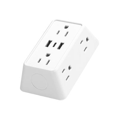 9 In 1 Power Strip With USB & Type C 6 AC Outlets, 3 USB Ports Compact Wall Charger For Home Office Travel white