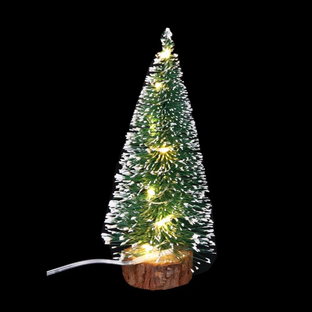 Mini LED Christmas Tree Decoration With Green Cedar And Pine Needles 30cm warm White