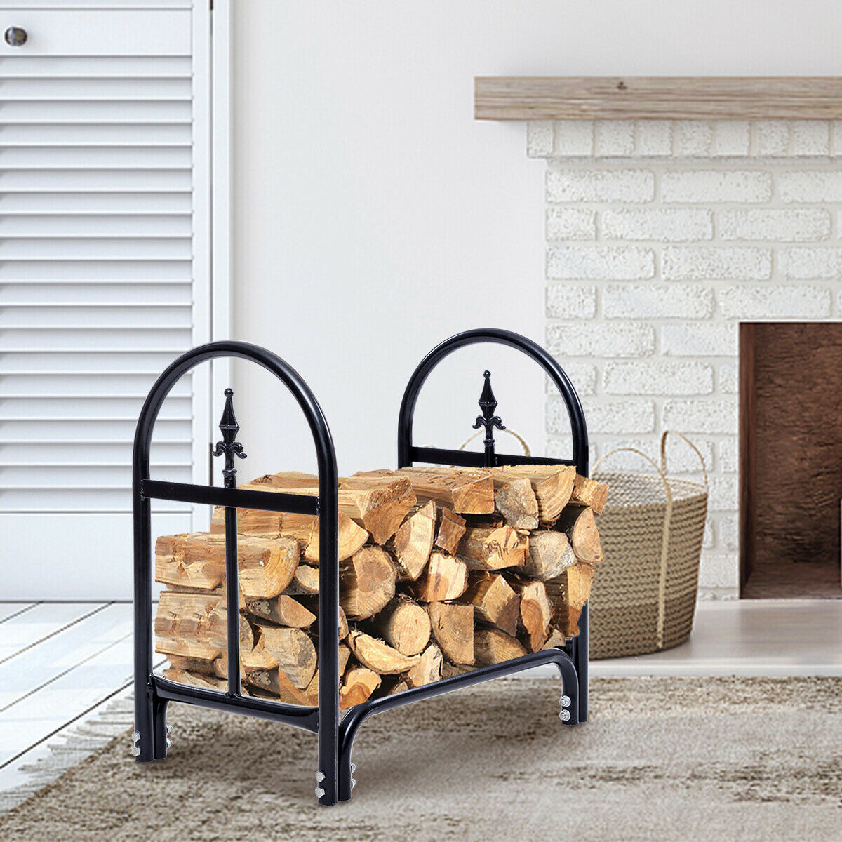 2 Feet Outdoor Heavy Duty Steel Firewood Storage Holder Durable Log Rack For Wood 2 Feet Outdoor Heavy Duty Steel Firewood Storage Holder Durable Log Rack For Wood