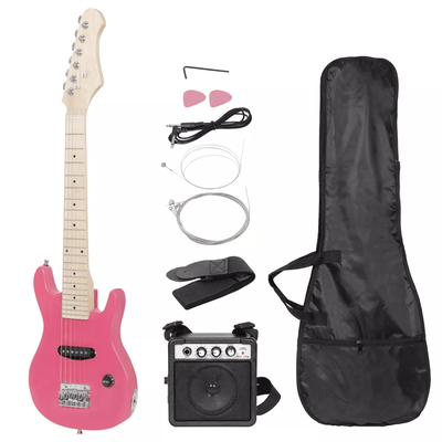 Pink Kids Electric Guitar Set With Amp, Gig Bag, Strap & Picks, Beginners Starter Kit For Young Musicians Pink Kids Electric Guitar Set With Amp, Gig Bag, Strap & Picks, Beginners Starter Kit For Young Musicians