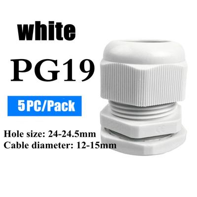 Waterproof Nylon Cable Gland Connector Joint, Cable Entry Fitting For Electrical Boxes, Panels, And Junction Enclosure pg19 White 5pcs