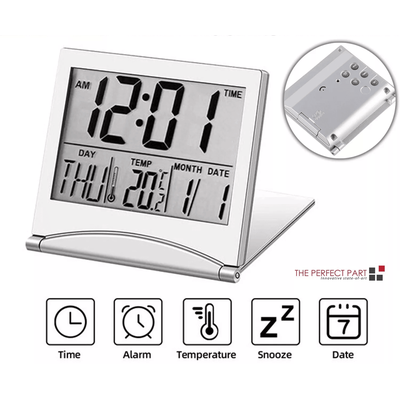 Digital Travel Alarm Clock, Compact Foldable LCD Clock With Temperature Display & Timer For Desk, Home, Or Travel Digital Travel Alarm Clock, Compact Foldable LCD Clock With Temperature Display & Timer For Desk, Home, Or Travel