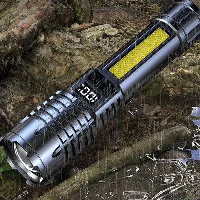 Powerful LED Flashlight High Power TYPE C Rechargeable COB Flashlight With Side Light For Outdoor, Emergency & Survival Powerful LED Flashlight High Power TYPE C Rechargeable COB Flashlight With Side Light For Outdoor, Emergency & Survival