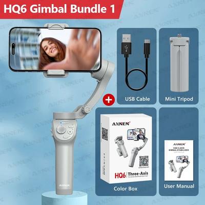 HQ6 3 Axis Foldable Phone Gimbal, Handheld Stabilizer With Fill Light, Object Tracking & Zoom For IPhone & Android bundle 1
