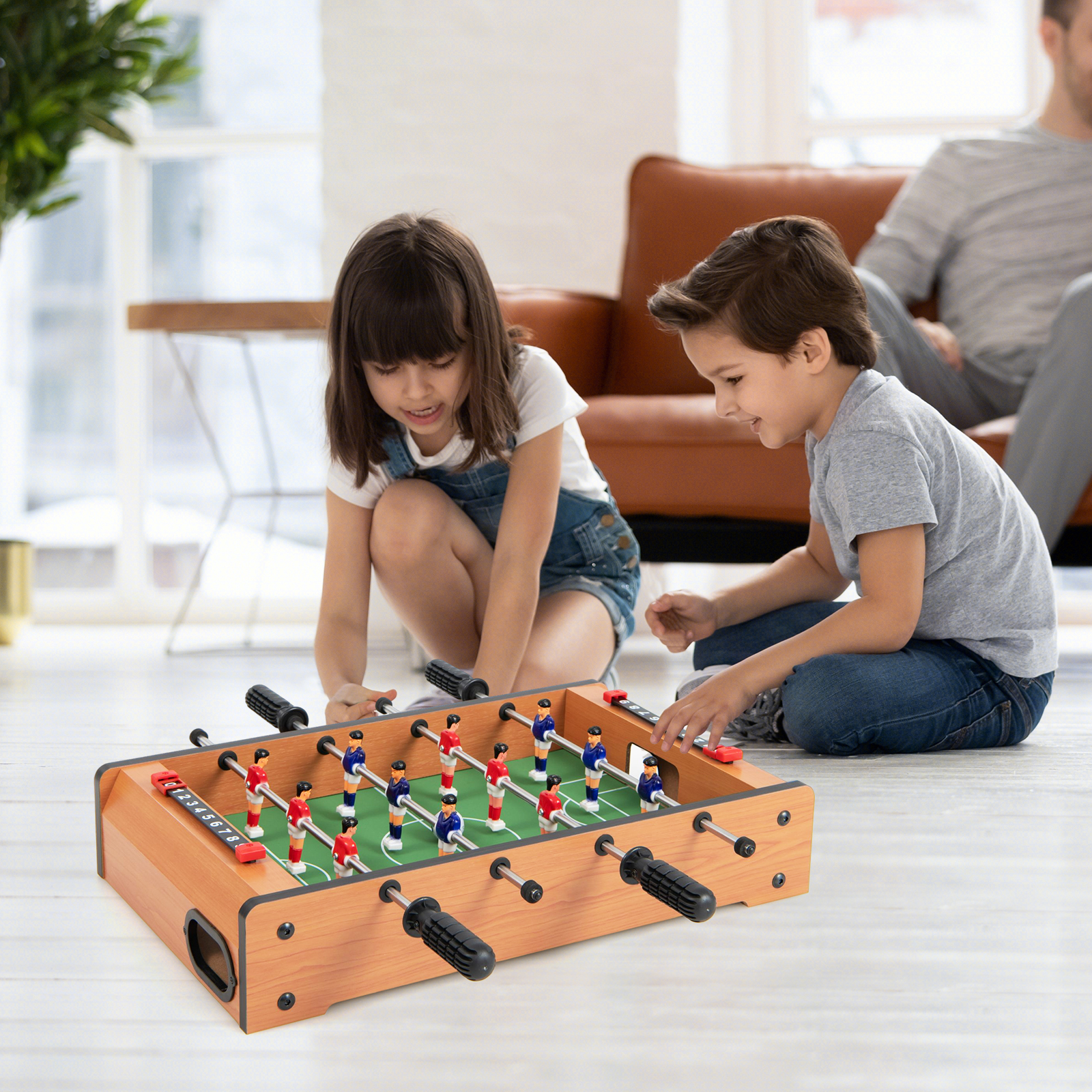 Portable 20 Inch Indoor Competition Game Soccer Table, Mini Tabletop Football Game With Durable Wood Steel Construction Portable 20 Inch Indoor Competition Game Soccer Table, Mini Tabletop Football Game With Durable Wood Steel Construction