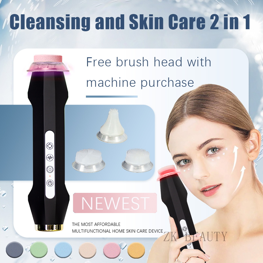 2 In 1 Oxygen Bubble Face Cleansing Brush With Silicone, Skin Rejuvenation Pore Cleaner Beauty Device For Home Use black