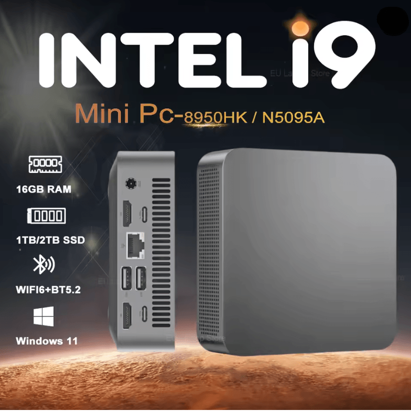 I9 Pocket Mini PC Windows 11 16GB RAM 1TB SSD 4K USB C 16gb Ddr4 256gb Ssd intel N5095a