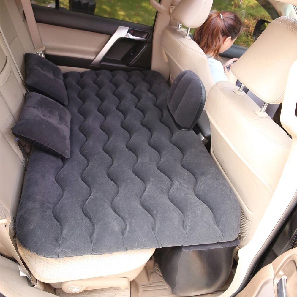 Car Air Inflatable Travel Mattress For Back Seat With Pillow And Pump For Camping And Road Trips black