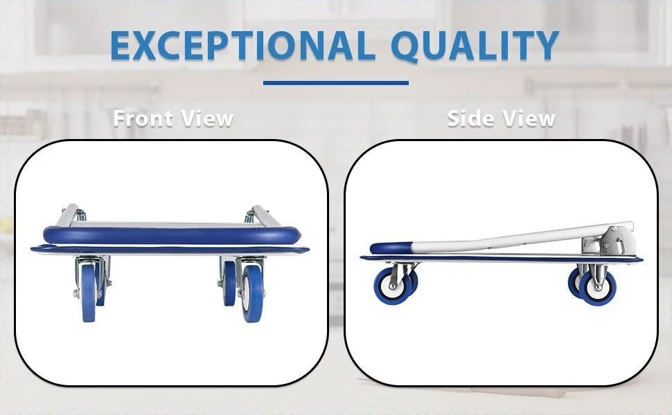 Heavy Duty Folding Hand Truck Dolly Cart With 330lbs Capacity Compact Luggage Cart & Moving Trolley With 4 Wheels Heavy Duty Folding Hand Truck Dolly Cart With 330lbs Capacity Compact Luggage Cart & Moving Trolley With 4 Wheels