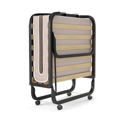 Premium Rollaway Folding Bed With Memory Foam Mattress Made In Italy, Portable Guest Bed With Wheels And Wooden Slats Premium Rollaway Folding Bed With Memory Foam Mattress Made In Italy, Portable Guest Bed With Wheels And Wooden Slats
