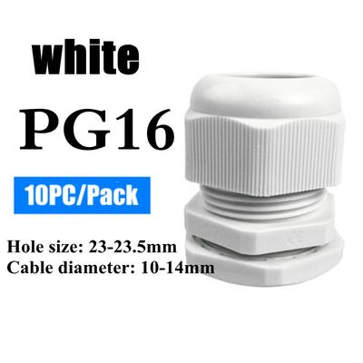 Waterproof Nylon Cable Gland Connector Joint, Cable Entry Fitting For Electrical Boxes, Panels, And Junction Enclosure pg16 White 10pcs