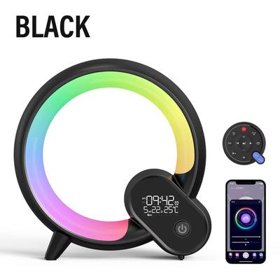 Smart LED Sunrise Alarm Clock With Bluetooth Speaker Wake Up Light, White Noise, App & Remote Control black usb Cable