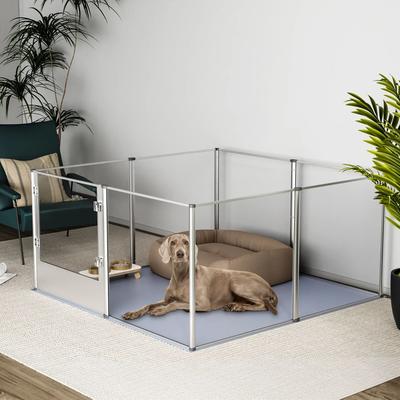 Clear Acrylic Dog Playpen 8 Pens For Dogs, Portable Crate Cage Kennel Fence For Small & Medium Puppies, Rabbits Clear Acrylic Dog Playpen 8 Pens For Dogs, Portable Crate Cage Kennel Fence For Small & Medium Puppies, Rabbits