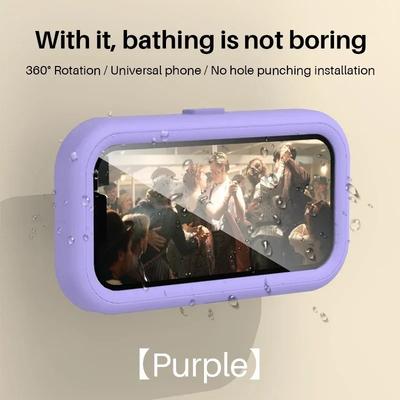 Waterproof Shower Wall Mount Phone Holder For All Smartphones purple