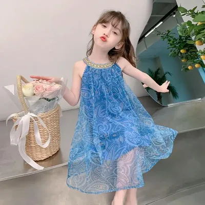 Transparenter Chiffonrock für Mädchen, Freizeitkleid, Sommerkleider ab 8 bis 12 Jahren, Mädchenkleid, Jahr, luxuriöse Mädchenkleidung, Sonntagskind 10 Image