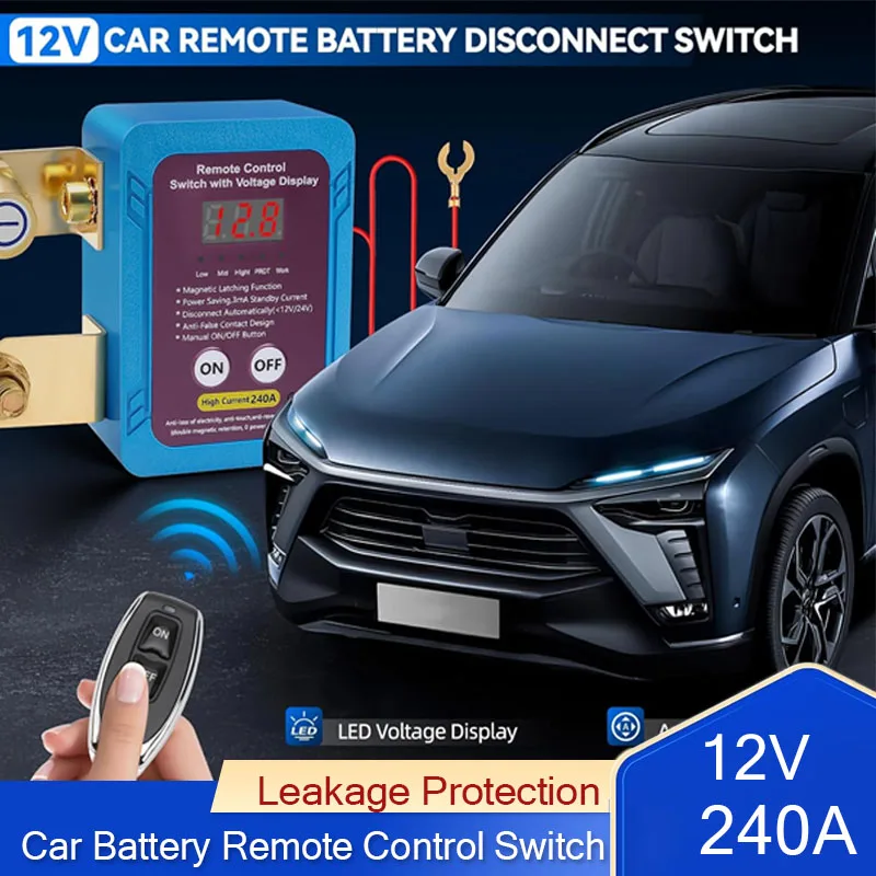 12V 240A Fernbedienung Batterie Trennschalter Batterie Hauptschalter mit Fernbedienung Anti-leckage Leckage Schutz Gerät Für Auto Image