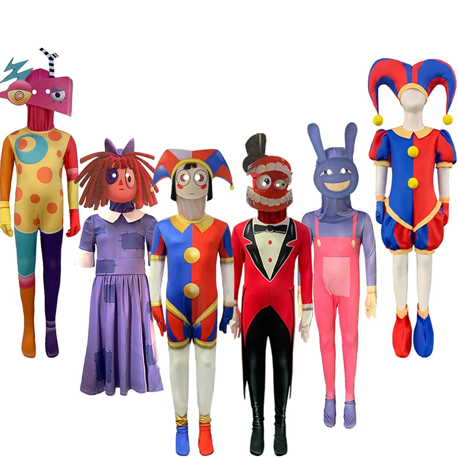 L'incredibile circo digitale costumi cosplay clown Pomni Ragatha Jax cosplay tuta tuta vestiti del fumetto per bambini adulti