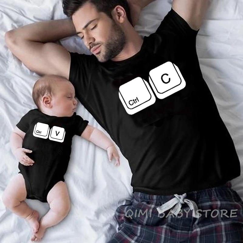 CTRL + C CTRL + V Familie T-Shirt Vater und Sohn Tochter T-shirts Passenden Oufits Dad Baby Familie Look Sommer T Shirt Tops T