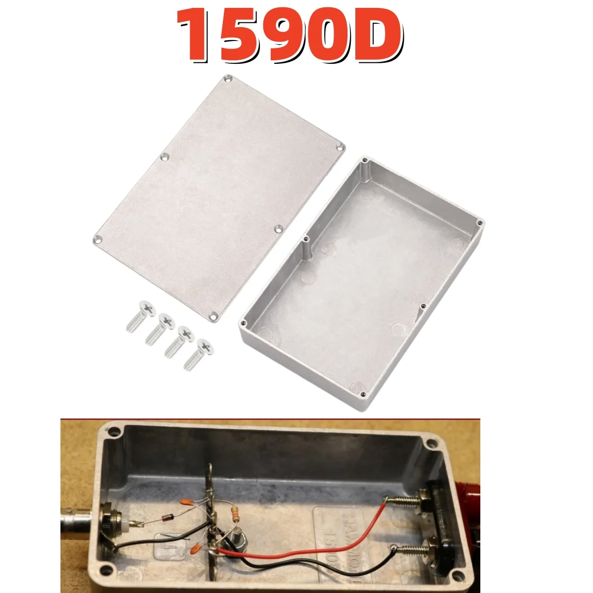 Miwayer 1590D (188 x 119 x 56,5 mm) Aluminiumgehäuse für Gitarreneffektpedal – robustes Metallgehäuse mit Druckguss, stabile DIY-Effektbox Image