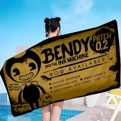 B-Bendy and the Ink M-Machine Anime Strand-Schwimmhandtuch, weicher, saugfähiger Waschlappen, Kindergeschenke für Kinder, Reisen, Camping, Fitnessstudio