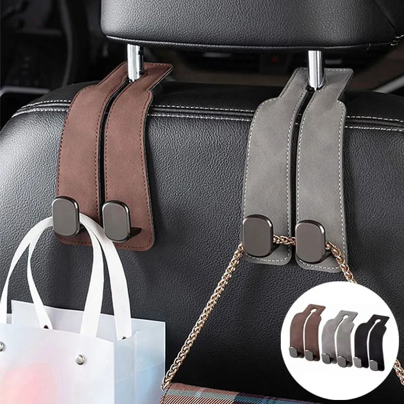 2 in 1 Auto Haken Für Auto Hinten Sitz Zurück Haken Kopfstütze Aufhänger Clip Universal Doppel Haken Halter Lagerung Auto innen Zubehör Image