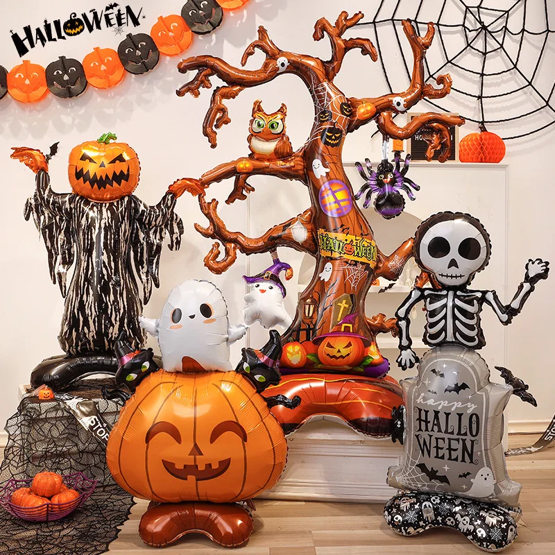 Halloween Stand-Up Ballon Hexe Kürbis Baum Cartoon Requisite für Party Dekoration Gruseliges Spukhaus und Urlaubsdekoration Image