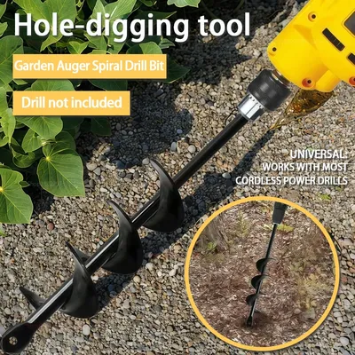 Heavy Duty Garden Auger Drill Bit for Planting Bulb and Post Holes Spiral Auger for Landscaping Farming and Gardening Tasks