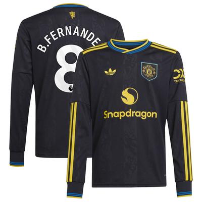 Manchester United adidas Ersatztrikot 2025-26 – Langärmelig – Kinder mit Aufdruck B. Fernandes 8 Image