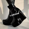 ZHIMA Frauen Stiefeletten Glänzende Plattform Keile Glänzende Runde Kappe Höhe Erhöhen Damen Schuhe Frau Große Größe 41 43 45 47 48 52