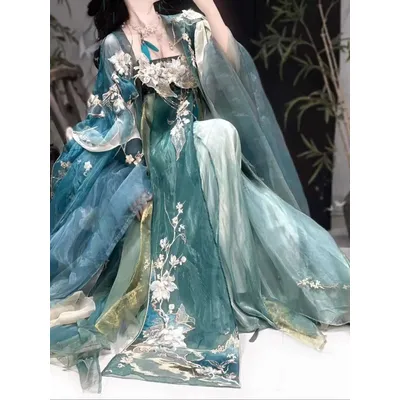 Frauen in Hanfu[Kassiabarc Tree]Schweres Stickerei-Hemd mit großen Ärmeln, brusthoher Hezi-Rock, zwölf Blumengott-Serie, Frühling und Sommer Image