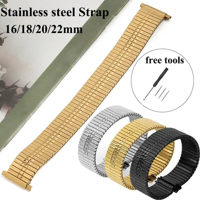 16mm-22mm Universal Armband Edelstahl Armband Männer Frauen Metallband Gold Silber Schwarz Uhrenarmband für Samsung für Seiko Image