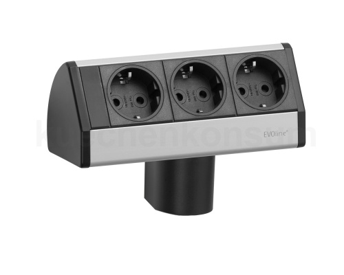 Schulte EVOline Dock 06.663 Steckdose SMALL 3fach waagerecht Image