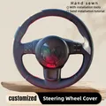 Coprivolante per auto personalizzato intrecciato cucito a mano in pelle nera per Seat Leon (Mk2) Ibiza (6L) 2006-2008 Accessori interni per auto