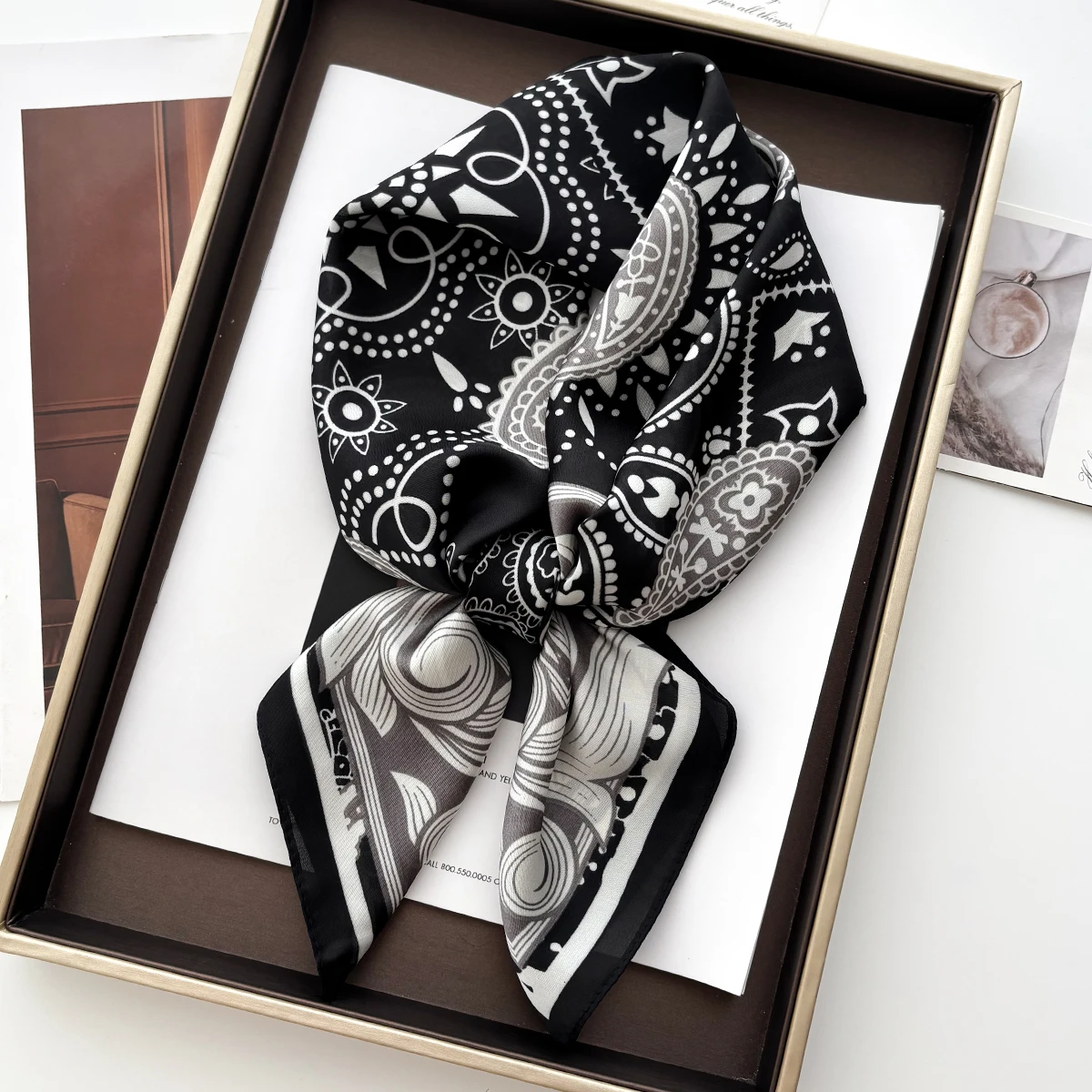 70*70cm Seide Quadrat Schals Frauen Kopftuch Foulard Bandana Rosa Blumen Druck Halstuch Weichen Kopf Schals Weibliche hijab Krawatte Image