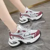 Atmungsaktive Mesh-Turnschuhe mit klobiger Plattform für Damen, 2023, Frühling, Freizeit, Komfort, dicker Boden, Damen-Schuhe mit Schnürung, Splitter-Freizeitschuhe