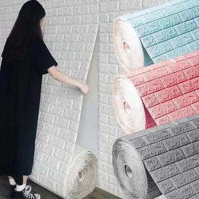 3D selbstklebende Tapete, durchgehend, wasserdicht, Ziegelstein-Wandaufkleber, Wohnzimmer, Schlafzimmer, Kinderzimmer, Dekoration Image