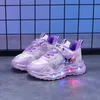 Kinder Sportschuhe Led Lichter Sneaker Cartoon PU Leder Mädchen Rosa Kinder Laufen Rosa Herbst Schuhe Größe 21-30