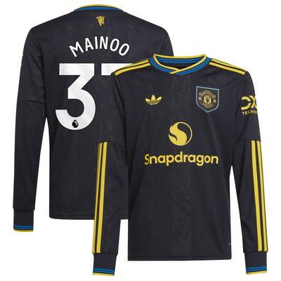 Manchester United adidas Ersatztrikot 2025-26 – Langärmelig – Kinder mit Aufdruck Mainoo 37 Image