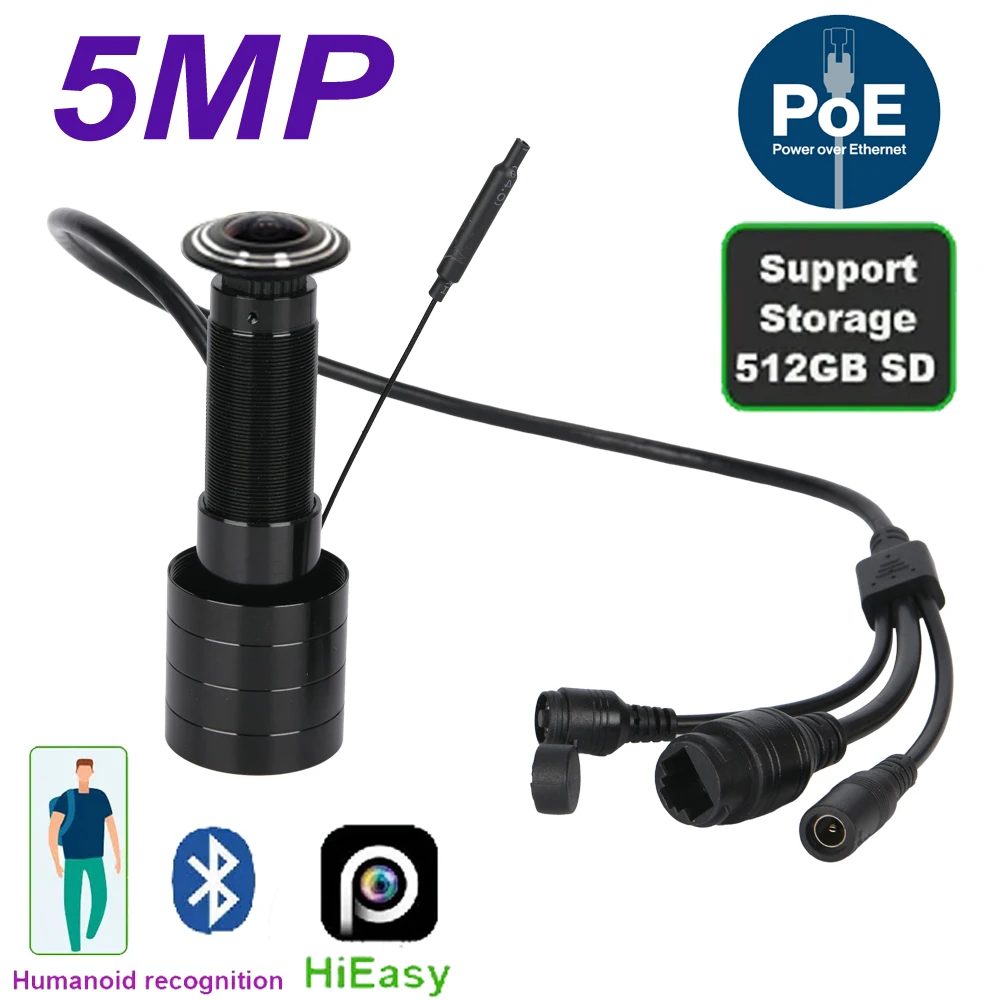Wifi 5MP Tür Auge Loch 6X Digital Zoom 1,6mm Weitwinkel Objektiv CCTV Netzwerk Mini Guckloch POE Tür IP Kamera P2P SDK Audio SD Karte Image