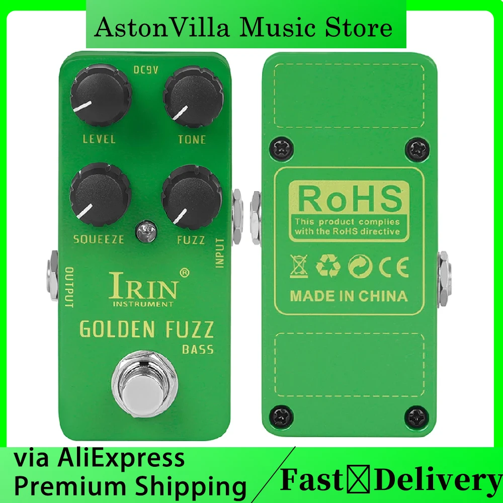 IRIN RS-20 Golden Fuzz Bassgitarrenpedal Deep Scuzzy Fuzz Effect True Bypass E-Bass Gitarrenzubehör Image