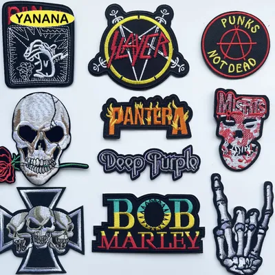 Punk Rock BAND Roll Patches Iron On Patch Sewing On Embroidered Applique Clothes Garment Apparel Accessories clothing DIY