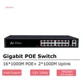 Switch Gigabit Ethernet POE a 16 porte 1000Mbps Switch Gigabit 16 porte 52V 250W con switch di rete Vlan Internet Splitter per router Wifi