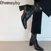 Street Style Starke Ferse Frau Ankle Boot Fashion Square Toe Damen Elastische Dünne Kurze Booties Herbst Winter Schuhe