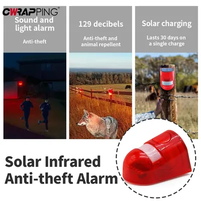Solar Infrarot Motion Sensor Alarm Motion Detektor Sirene Strobe Sirene Strobe Licht Hause Garten Sicherheit Alarm System Zubehör