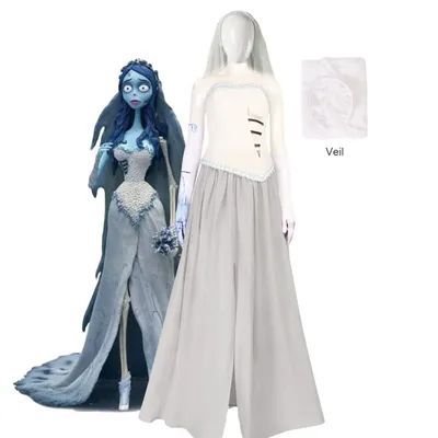 Corpse Masquerade Bride Emily Cosplay Kostüm Zombie Ghost Halloween Party Dress Up Frauen Scary Gothic Kleid Image