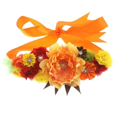 Orange Handmade Flower Sash Belt for Maternity Pregnancy Baby Shower Wedding Party Baby shower حزام Пояс Cinturón Ceinture