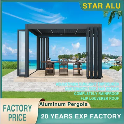 Customized Bioclimatic Pergola with Sliding and Folding Screens – Motorized System for Garden, Rooftop, or Balcony Spaces