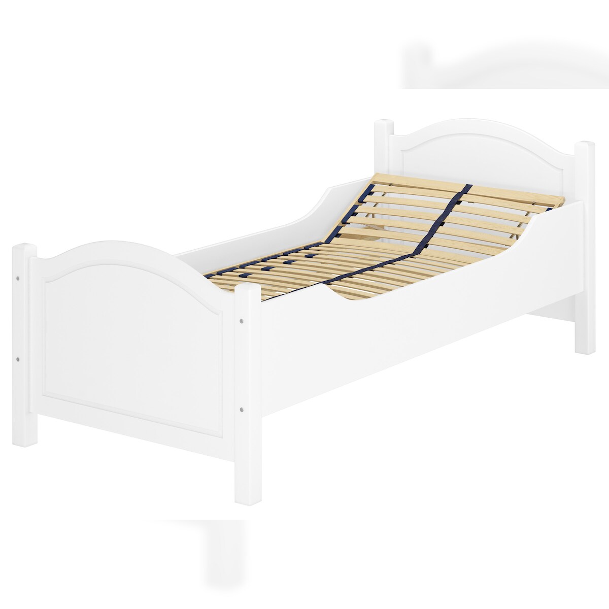 Erst-Holz Überlanges hohes Seniorenbett weiß 100x220 Holzbett Einzelbett Zubehör wählbar V-60.40W-10-220 Federholzrahmen inkl. Image