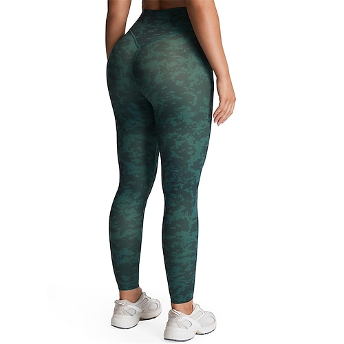 Damen Capri Leggings Yoga-Leggings Bauchkontrolle Fitnessstudio sportlich Laufen Unterteile Druck Weiß Marinenblau Braun Herbst Sport Sportkleidung Schlank Image