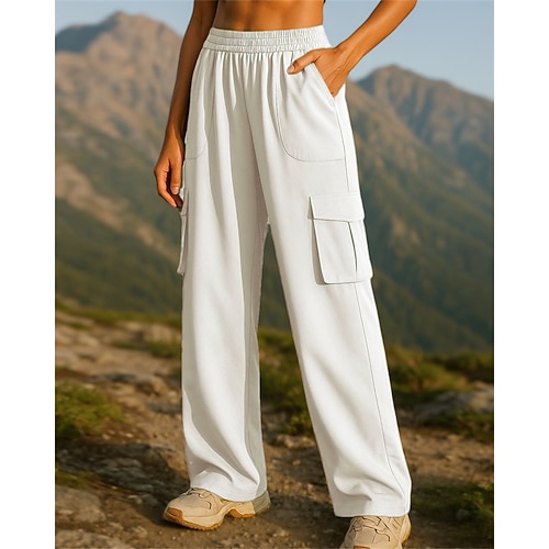 Damen Hose mit weitem Bein Cargohosen Wanderhosen Frühling Herbst Außen Normale Passform Wasserdicht Winddicht Hosen Elastischer Bund Schwarz Rosa Spandex Camping / Wandern Jagd Laufen S M L XL XXL Image